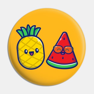 Cute Pineapple with Watermelon Cartoon Pin