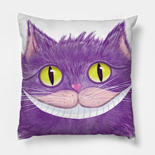 Smiling Cheshire Cat: Alice in Wonderland inspired Illustration Pillow