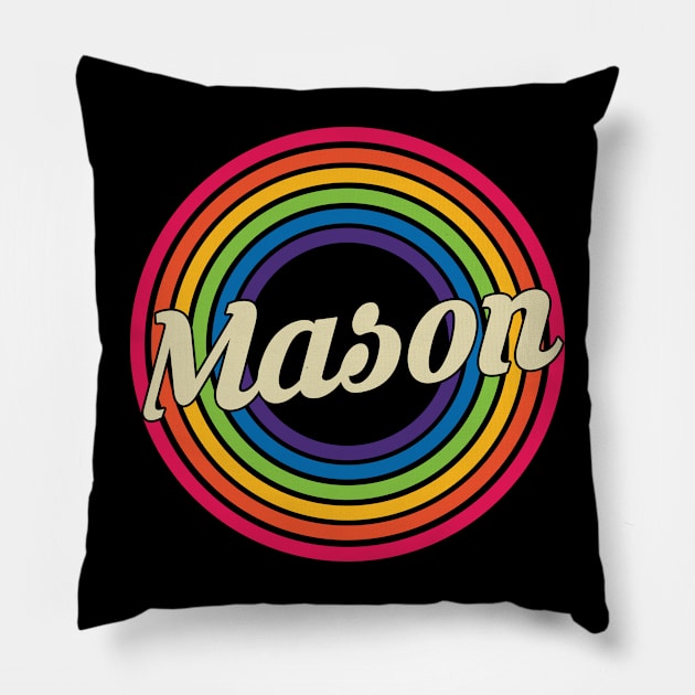 Mason - Retro Rainbow Style Pillow by MaydenArt