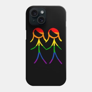 Rainbow Lesbian stick figures Phone Case