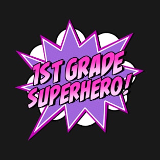 First Grade Superhero Teacher Student 1st Grade Pink Retro T-Shirt