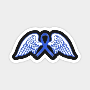 Dark Blue Awareness Ribbon with Angel Wings 2 Magnet