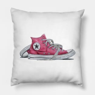 Maroon Red Sneakers Pillow