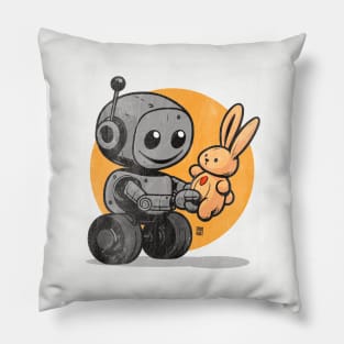 Cuddle-Bot: The Robot and Bunny Friendship Graphic Tee | Cute Robot Pillow