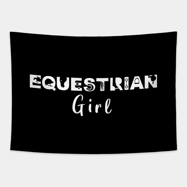 Equestrian Girl (White) Tapestry by illucalliart