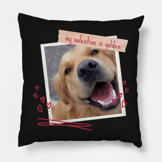 My Valentine Is Golden Retriever Valentines Day Pet Dog Pillow by yassinebd