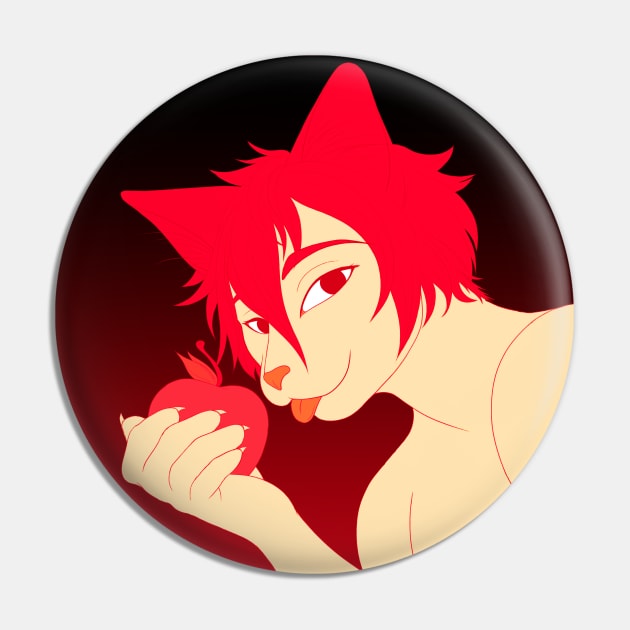 Anthro Apple Cat Boy Pin by Todd's Hollow