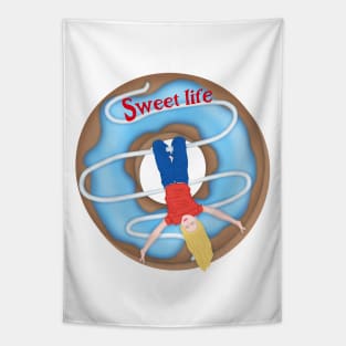 Sweet life. Cheerful life and sweet donut Tapestry