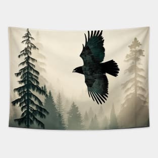 Raven in Flight Tapestry