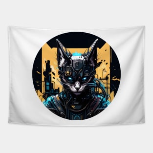 Cyberpunk Cool Cat Tapestry