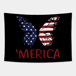 American Flag Butterfly 4Th Of July Usa Patriotic Merica Tapestry