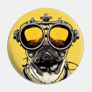 Vintage pug portrait Pin