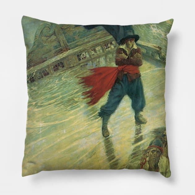 The Flying Dutchman by Howard Pyle Pillow by MasterpieceCafe