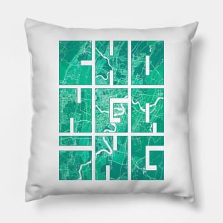 Chongqing, China City Map Typography - Watercolor Pillow