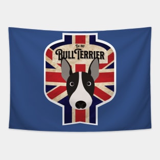 English Bull Terrier - Distressed Union Jack Beer Label Design Tapestry