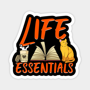 Adorable Life Essentials: Coffee Books & Cats Magnet