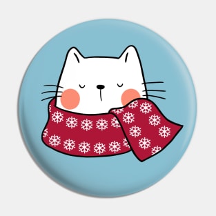 Winter Cat Happy New Year Pin