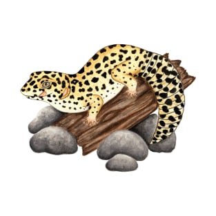 Leopard Gecko on Log T-Shirt