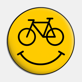 Yellow Bicycle Smiley Pin