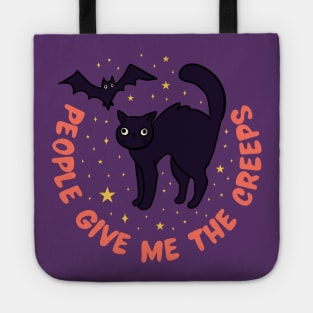 People give me the creeps a funny Halloween black cat Tote