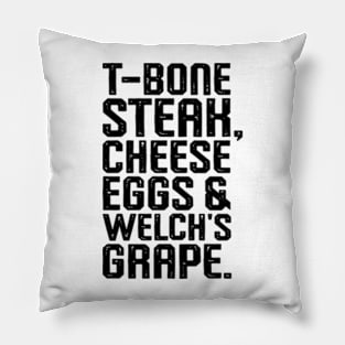 T-Bone Steak, Cheese Eggs, Welch's Grape Guest Check Pillow