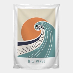 Minimal Retro Vintage Sweeping Wave at Sunset Tapestry