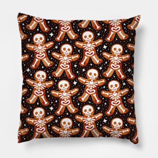 Gingerbread Skeletons Black Pillow