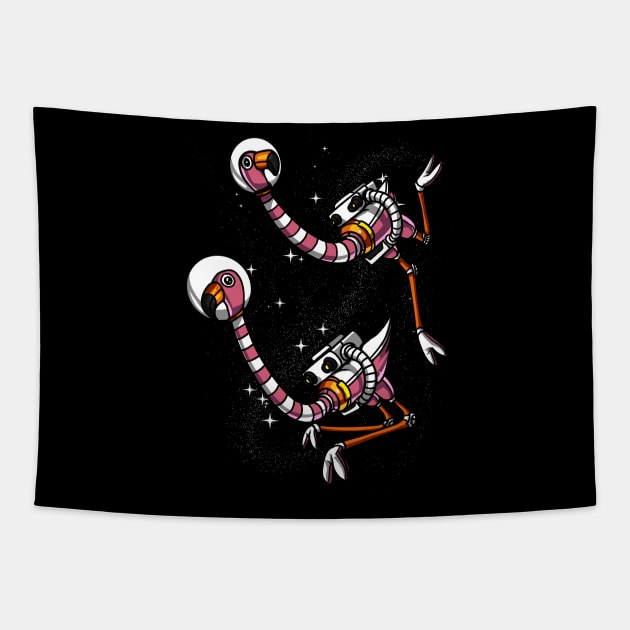 Flamingo Space Astronaut Tapestry by underheaven