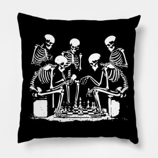 skeletons play chess Pillow