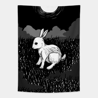 Black and White Rabbit Tapestry