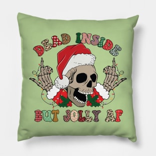 Dead Inside But Jolly AF Christmas Skull Goth Santa Xmas Gift Pillow