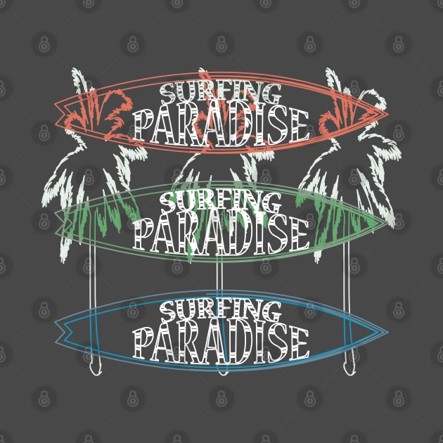 Surfing Paradise. Surf board. Palms by lakokakr