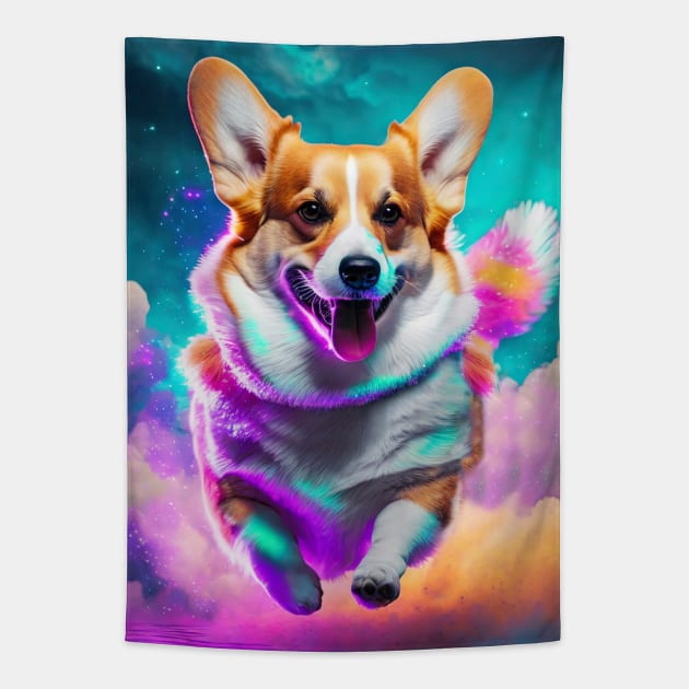 Pembroke Welsh Corgi Heaven Tapestry by Wickedcartoons