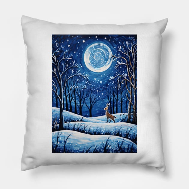 Moonlit Reverie: The Hare's Serenity Pillow by thewandswant