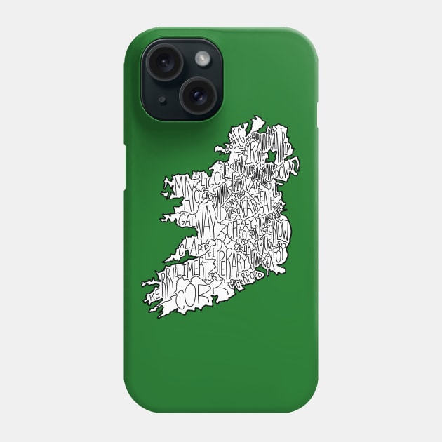 Map of Irish Counties Phone Case by calenbundalas