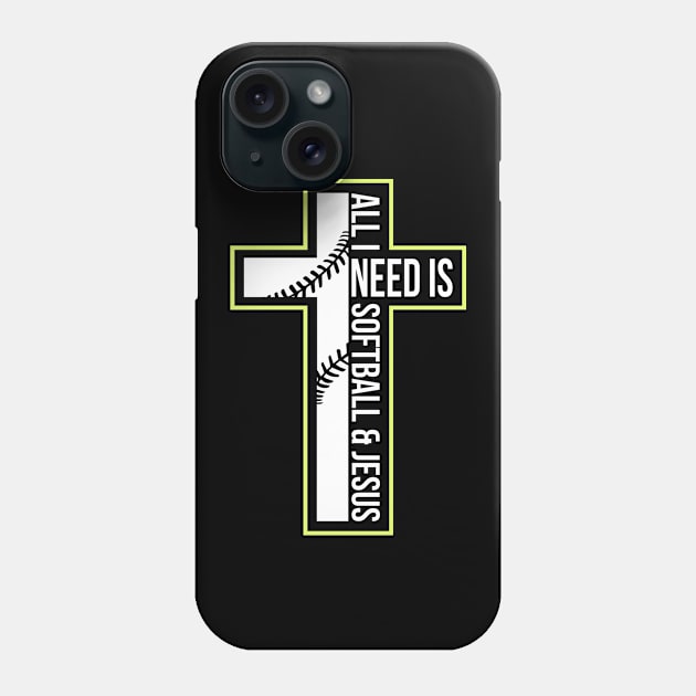 Softball And Jesus Phone Case by dilger