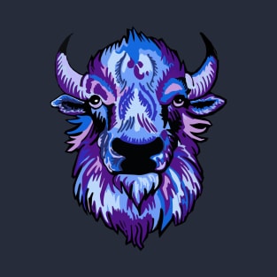 Mindful Vivid Buffalo in Purple & Blue T-Shirt