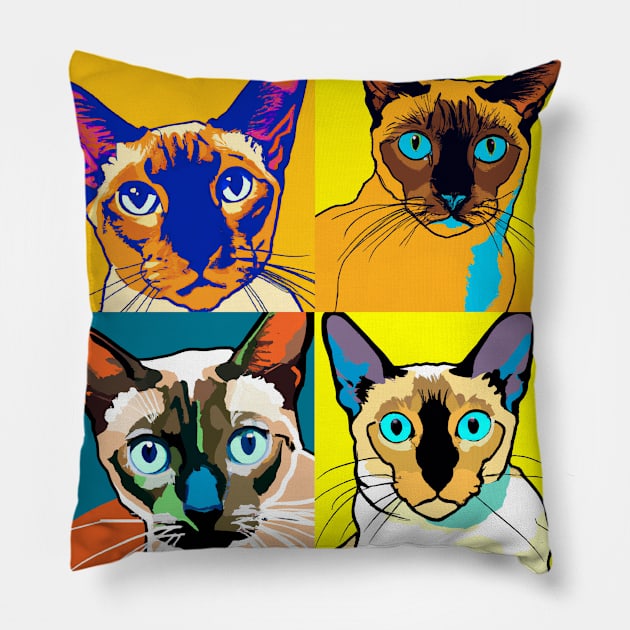 Tonkinese Pop Art - Cat Lover Gift Pillow by PawPopArt