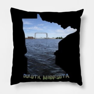 Minnesota State Outline (Duluth and Aerial Lift Bridge) Pillow