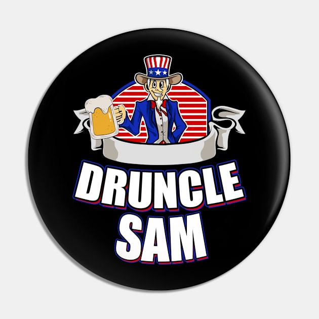 Funny Druncle Sam American Patriotic Design Pin by TeeShirt_Expressive