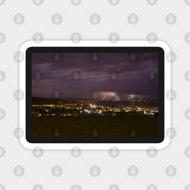 Lightning Storm at night over looking the Aire Valley from Bradford Magnet by Spookydaz