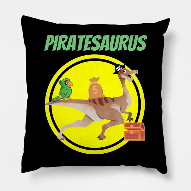 Piratesaurus Pirate Dinosaur Dino Parrot Treasure Hunter Funny Gifts Pillow by shywolf