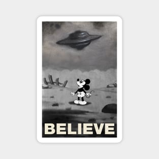 UFO I want to Believe Mickey Mouse Parody Magnet