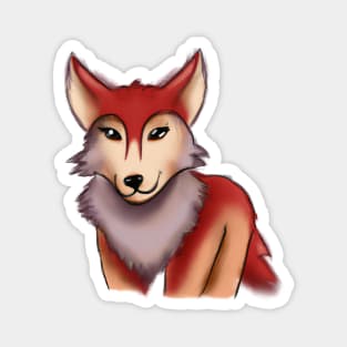 Cute Red Wolf Drawing Magnet