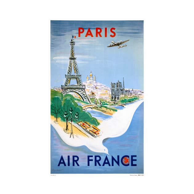 Vintage Travel Poster Paris Air France by vintagetreasure