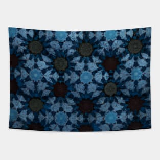 Blue and black abstract ornament pattern boho style Tapestry