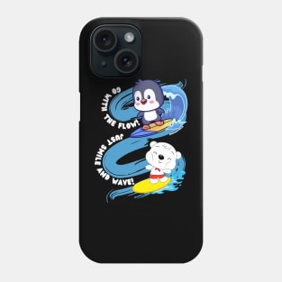 Cute Surfing Animals, Bear, Penguin Phone Case