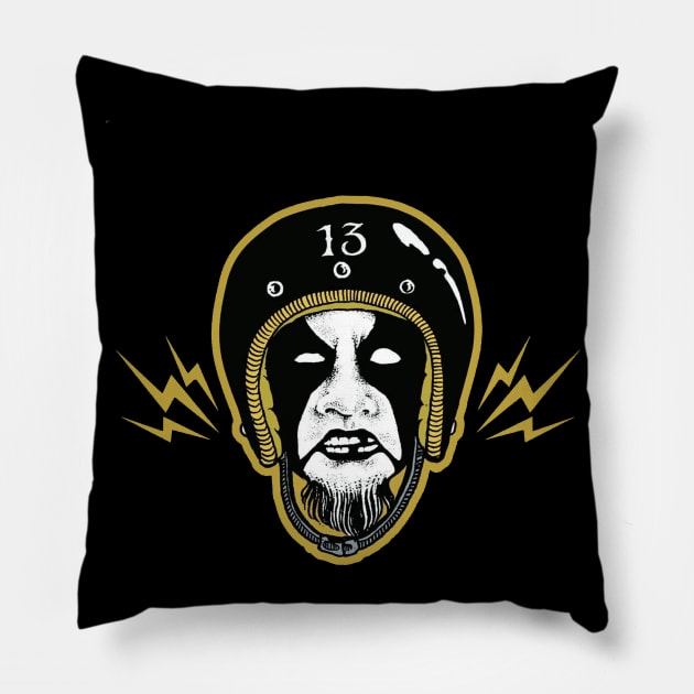 black metal helmet Pillow by aslamartbokrit