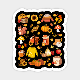 Thanksgiving Harvest Cute AnimalsT-Shirt Magnet