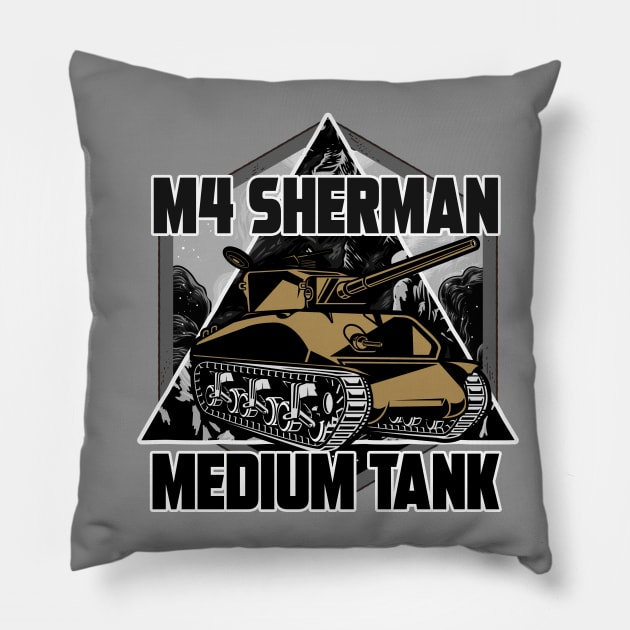 M4 SHERMAN ARTWORK Pillow by theanomalius_merch